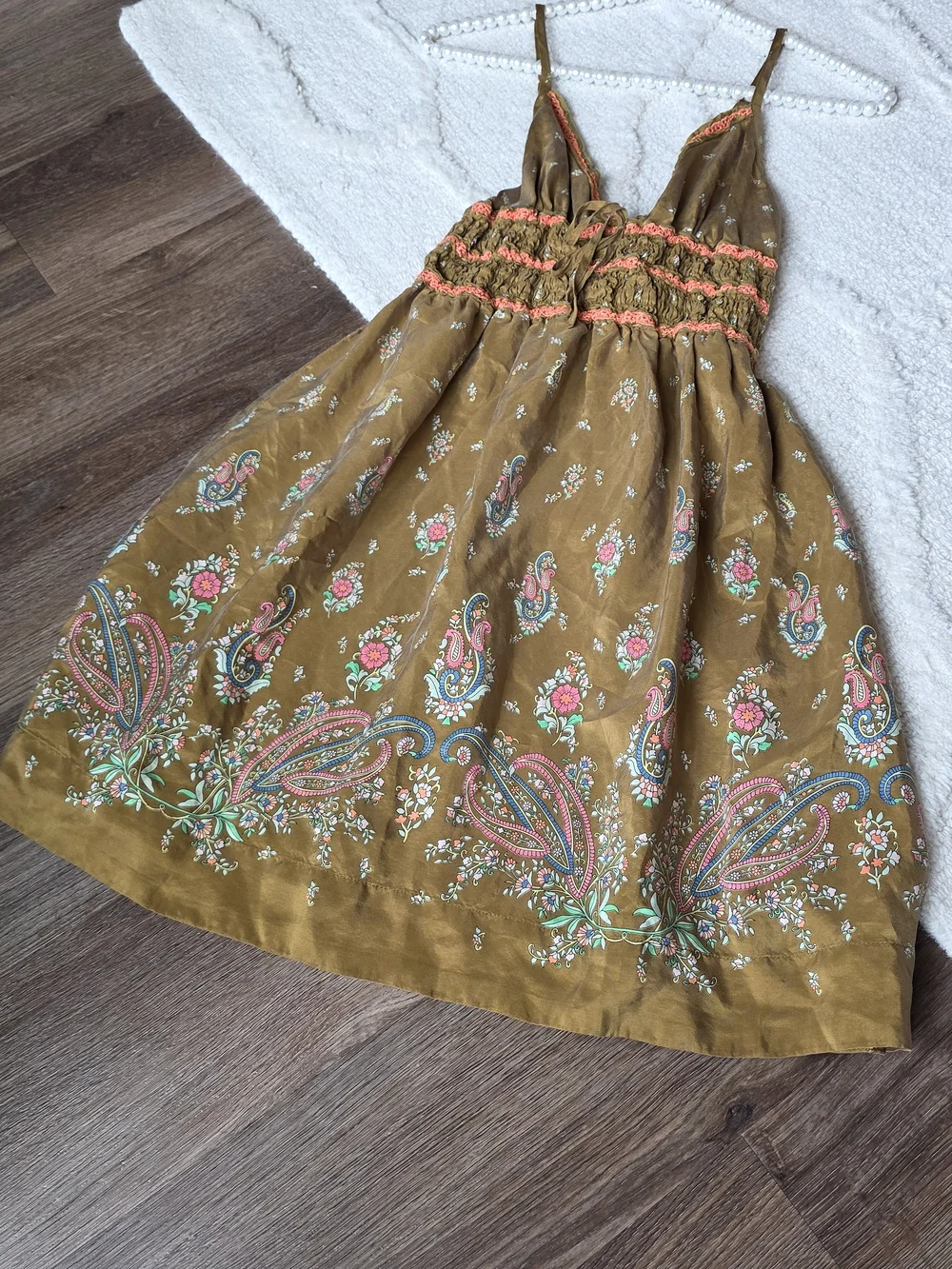 Free People Boho Paisley Floral Silk Dress - Picture 4 of 8